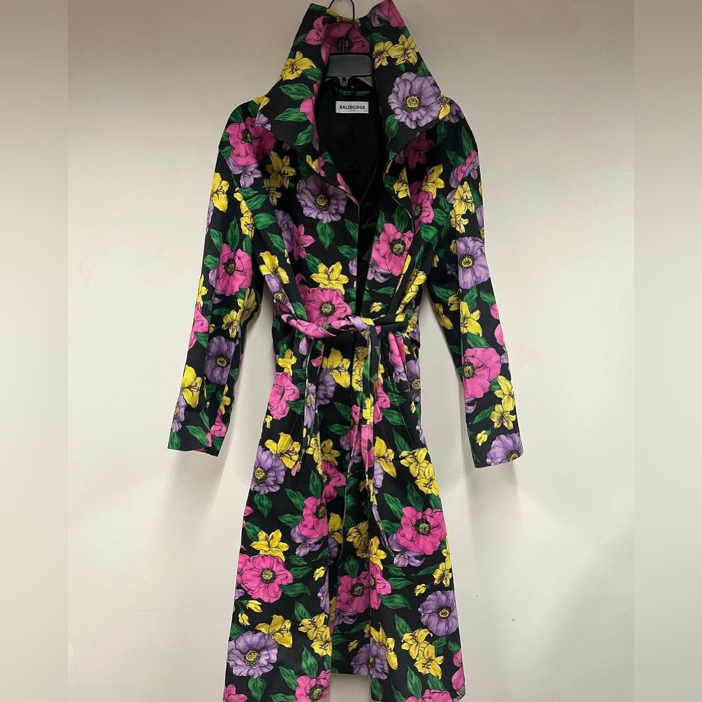 Balenciaga SS20 catalog lush floral dress/overcoat